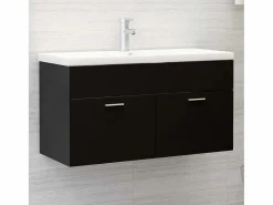 Prolenta Premium - Mueble con lavabo madera de ingeniería negro^Garden Furniture Hot