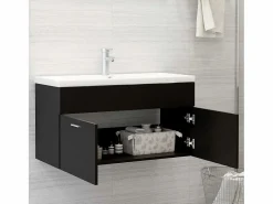 Prolenta Premium - Mueble con lavabo madera de ingeniería negro^Garden Furniture Hot