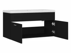 Prolenta Premium - Mueble con lavabo madera de ingeniería negro^Garden Furniture Hot