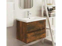 Garden Furniture Prolenta Premium - Mueble de lavabo contrachapado roble ahumado 60x38,5x45 cm Multicolor Online