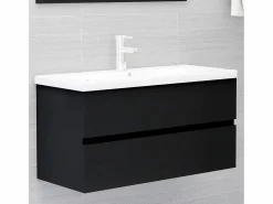 Garden Furniture Estantería Sobre Inodoro|Prolenta Premium - Mueble con lavabo madera de ingeniería negro