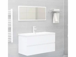 Prolenta Premium - Mueble de lavabo madera de ingeniería blanco 90x38,5x45 cm^Garden Furniture Outlet