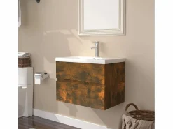 Prolenta Premium - Mueble de baño con lavabo madera contrachapada roble ahumado^Garden Furniture Online