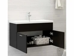 Garden Furniture Prolenta Premium - Mueble con lavabo madera de ingeniería negro Multicolor Clearance