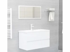 Prolenta Premium - Mueble de lavabo madera de ingeniería blanco 80x38,5x45 cm^Garden Furniture Discount