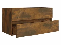 Garden Furniture Prolenta Premium - Mueble lavabo madera contrachapada roble ahumado 90x38,5x45cm Multicolor New