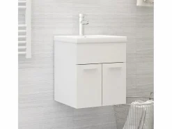 Garden Furniture Prolenta Premium - Mueble con lavabo aglomerado blanco brillante Multicolor Outlet