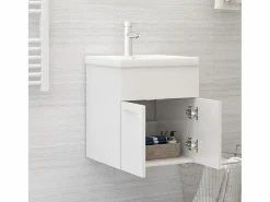Garden Furniture Prolenta Premium - Mueble con lavabo aglomerado blanco brillante Multicolor Outlet