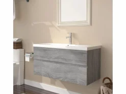 Prolenta Premium - Mueble de baño con lavabo madera contrachapada gris Sonoma^Garden Furniture Best