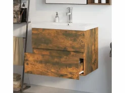Prolenta Premium - Mueble de baño con lavabo madera contrachapada roble ahumado^Garden Furniture Clearance