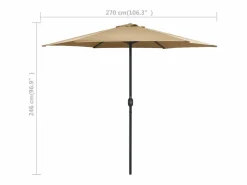 Prolenta Premium - Sombrilla de jardín con palo de aluminio taupe 270x246 cm^Garden Furniture Clearance