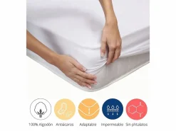 Cambia tus muebles Protector impermeable de 150x190-200 cm transpirable microperforado PU en blanco Nube New