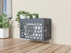 Vente-unique Aire Acondicionado, Ventilación|Protector para aire acondicionado / bomba de calor perforado en aluminio - Con puerta de acceso - Antracita - KAZOMA