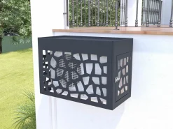 Vente-unique Aire Acondicionado, Ventilación|Protector para aire acondicionado / bomba de calor perforado en aluminio - Con puerta de acceso - Antracita - KAZOMA
