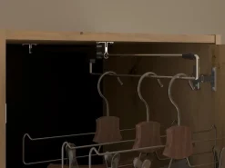 Vente-unique Puente de cama con almacenaje y LED natural y negro - VARLY Negro / Color natural claro Clearance