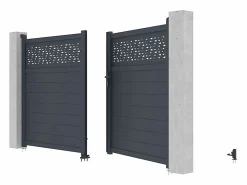 EXPERTLAND Portón|Puerta batiente de aluminio con patrones L355 x H181 cm antracita - BAZIO