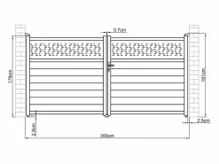 EXPERTLAND Portón|Puerta batiente de aluminio con patrones L355 x H181 cm antracita - BAZIO