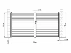 EXPERTLAND Puerta batiente de aluminio con lamas L355 x H181 cm antracita - VIAZO Gris antracita Clearance