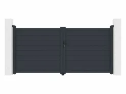 EXPERTLAND Puerta batiente de aluminio macizo - L305 x H150 cm - Antracita - NAZARIO Gris antracita Discount