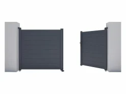 EXPERTLAND Puerta batiente de aluminio macizo - L305 x H150 cm - Antracita - NAZARIO Gris antracita Discount