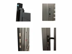 EXPERTLAND Puerta batiente de aluminio con calados con motivos Ancho 400 x Alt. 179 cm antracita LABRIT II Gris antracita Discount