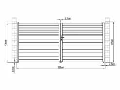 EXPERTLAND Portón|Puerta batiente eléctrica de aluminio con lamas L397 x H181 cm - VIAZO