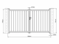 EXPERTLAND Portón|Puerta cancela eléctrica batiente de aluminio semicalada L309 x H181 cm antracita - TOROMA