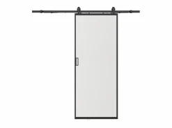 Vente-unique Puerta corredera - aluminio - vidrio templado esmerilado Alt. 205 x Ancho 63 cm - LINCI II Negro Discount