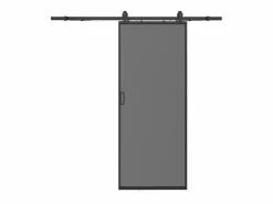 Vente-unique Puerta corredera - aluminio y vidrio templado ahumado - Alt. 205 x Ancho 83 cm - LINCI II Negro Online