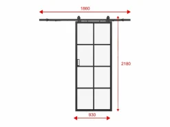 Puerta corredera - aluminio y vidrio templado - Alt. 205 x Ancho 93 cm - WILDEN II^Vente-unique