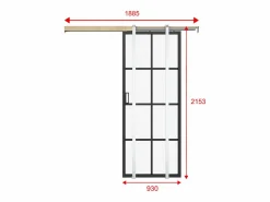 Vente-unique Puerta Corredera|Puerta corredera - vidrio templado - Alt. 205 x Ancho 93 cm - WILDEN II