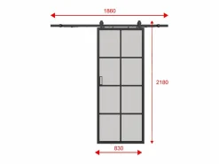 Vente-unique Puerta corredera aplicada - aluminio y cristal esmerilado - Alt. 205 x Ancho 83 cm - WILDEN II Negro Hot