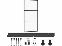 Puerta corredera con herrajes ESG vidrio y aluminio 90x205 cm ES283547^ Hot