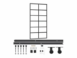 Puerta corredera con herrajes ESG vidrio y aluminio 102x205 cm ES429434^
