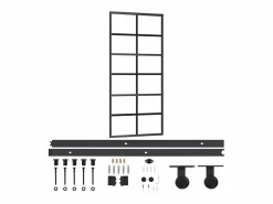 Puerta corredera con herrajes ESG vidrio y aluminio 90x205 cm ES716779^ Hot