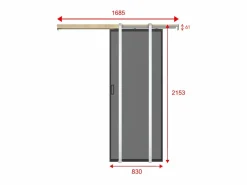 Vente-unique Puerta corredera con riel - vidrio templado ahumado - Alt. 205 x Ancho 83 cm - LINCI II Negro Clearance