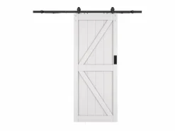 Vente-unique Puerta corredera con sistema de montaje en aplique - Madera y MDF - - Alt. 205 x 83 cm - NEFARA Blanco