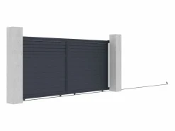 EXPERTLAND Puerta corredera de aluminio con lamas L416 x H180 cm antracita - VIAZO Gris antracita