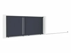 EXPERTLAND Puerta corredera de aluminio semi-calada L421 x H180 cm antracita - TOROMA Gris antracita Sale