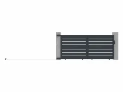 EXPERTLAND Portón|Puerta corredera de aluminio perforado L374 x H165 cm antracita PRIMO