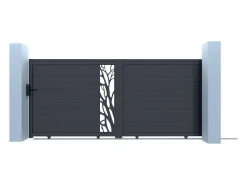 Puerta corredera de aluminio con calados con motivos Ancho 400 x Alt. 179 cm antracita LABRIT II^EXPERTLAND Best