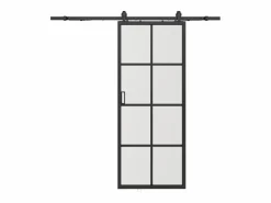 Vente-unique Puerta Corredera|Puerta corredera de aluminio y vidrio templado - Alt. 205 x Ancho 63 cm - WILDEN II