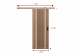 Vente-unique Puerta Corredera|Puerta corredera de empotrado en MDF y madera natural oscura - H205 x L73 cm - SANDORA