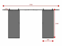 Vente-unique Puerta Corredera|Puerta corredera doble - cristal templado ahumado - 2 x Alt. 205 x Ancho 93 cm - LINCI II