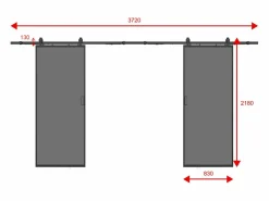 Vente-unique Puerta corredera doble - vidrio templado ahumado - 2 x Alt. 205 x Ancho 83 cm - LINCI II Negro Best