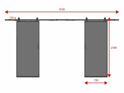 Puerta corredera doble - vidrio templado ahumado - 2 x Alt. 205 x Ancho 73 cm - LINCI II^Vente-unique Online