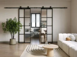 Puerta corredera doble - vidrio templado - 2 x Alt. 205 x L83 cm - WILDEN II^Vente-unique New