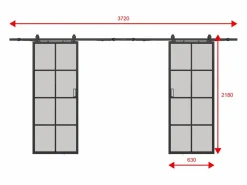 Puerta corredera doble - vidrio templado esmerilado - 2 x Alt. 205 x L63 cm - WILDEN II^Vente-unique