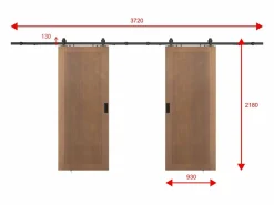 Vente-unique Puerta corredera doble con riel MDF y madera natural oscura - 2 x Alt. 205 x L93 cm - SANDORA Color natural oscuro Clearance