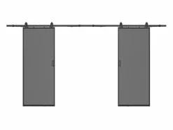 Vente-unique Puerta Corredera|Puerta corredera doble con riel - cristal ahumado mate - 2 x Alt. 205 x L63 cm - LINCI II